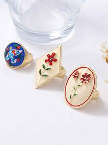 Vintage Luxury Engraved Colorful Enamel Elegant Versatile Open Ring For Women, European And American Medieval Palace Style - Elegant Ring - View 4