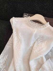 Women's Solid Color Ruffle Collar Blouse, Suitable For Evening Dates Spring - Apricot - View 4