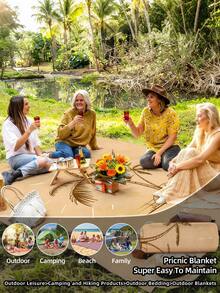 1 pieza Nueva Esterilla de picnic/Toalla de playa impresa digitalmente, resistente al agua y a la arena, con un patrón de moda y fresco, adecuada para acampar al aire libre y picnics (peso de la tela 100g) - Multicolor - Ver 4