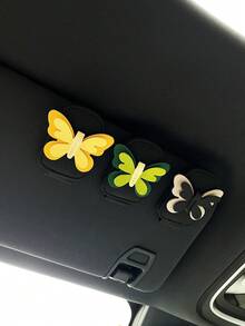 Schmetterling PU Auto Sonnenblendclip, modischer Brillenhalter mit Magnetaufnahme für Autoinnere - A - Übersicht 2