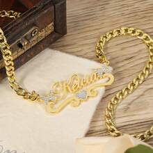 Dây chuyền tên đính kim cương hình bướm thiết kế riêng, dây chuyền tên lấp lánh, dây chuyền tên nữ, trang sức cá nhân hóa cho nữ, quà Giáng sinh, quà Ngày của Mẹ, quà kỷ niệm. - Nhiều màu - Xem 5