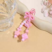1 pieza Llavero con cuentas tejido a mano en color rosa - Elegante, dulce e iridiscente, accesorio para bolso con lazo - Multicolor - Ver 4