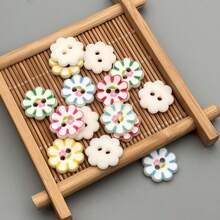 10/20/30/42 Pcs 1.5cm Fresh Candy Color 8-Petal Plum Blossom Printed Colorful Resin Plastic Buttons, Suitable For Children's Clothing Accessories, Knitwear Jacket Hand-Sewn Decorative Buttons, Valentine's Day Gift DIY Materials, DIY Clothing And Crafts, Art Supplies, Sewing Accessories - Colorful Eight-petaled Flower - View 6