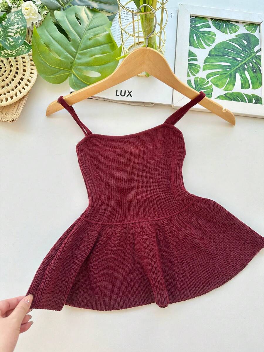 Tank Top With Straps, Good Fit, Fashionable, Women's Fashion. - Burgundy - View 1