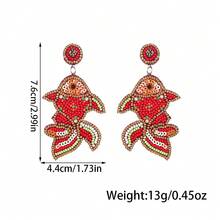 1 Pair Bohemian Style Lucky Fish Pendant Earrings, Colorful Beaded Handmade Dangle Earrings, Versatile Lucky Earrings For Women - Multicolor - View 5