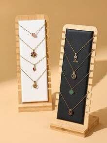 1个可拆卸竹木项链展示架，锁骨链首饰架，项链展示摄影道具 - 彩色 - 查看 4