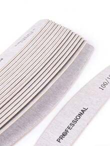 7件套灰色指甲锉半月形细锉100/180目木质美甲工具 - 淺灰色 - 查看 7