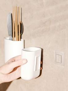 1 chiếc giá đựng bàn chải và kem đánh răng treo tường phòng tắm, chống gỉ. - trắng - Xem 5