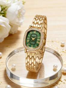 Đồng hồ nữ JUSMI mặt vuông bằng thép không gỉ, máy quartz, thiết kế tối giản, thanh lịch và sáng tạo, phù hợp cho tiệc tùng, đi biển, du lịch, làm quà sinh nhật, lễ hội âm nhạc. - màu xanh lá - Xem 6