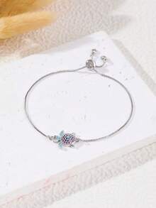 1 pieza Pulsera decorativa con tortuga de mar de estilo europeo y americano con microincrustraciones de colores de moda - Multicolor - Ver 3