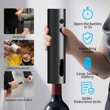 Rechargeable Electric Wine Bottle Opener With Foil Cutter, Pourer, Vacuum Stopper And Storage Base, Type-C Charging Automatic Corkscrew - Multicolor - View 9