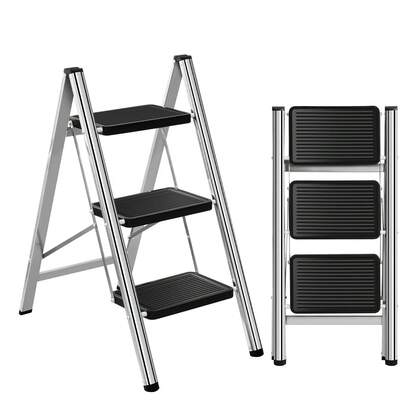 7Sevenjokers 3 Step Folding Step Stool Lightweight Portable Folding Ladder Stool Heavy Duty 150KG Load Space Saving For Household Office Garage Bathroom