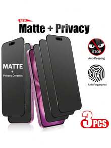 3 Packs Full-Screen Coverage Privacy Film, Non-Tempered Glass, 9H Hardness, Compatible With IPhone 17 Pro Max/17 Air/16 Pro Max/16e/15 Pro Max/15 Plus/14 Pro Max/13 Mini/12 Mini/11 Pro Max/XS Max Series, Privacy Protection Soft Film, Anti-Fingerprint - 3PCS - View 13