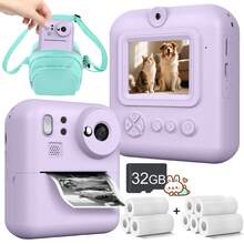 Instant Print Camera,48MP 1080P HD Point And Shoot Cameras With Flash, Digital Camera With 5 Games, Filters And Music, Instant Print Dual Lens Digital Camera Toys, Selfie Digital Camera For Print Paper, Christmas Holiday Birthday Gifts - Multicolor - View 3