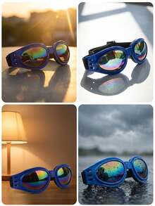 Foldable Pet Fashion Sunglasses, Suitable For Small And Medium Dogs, Adjustable Strap, Multi-Functional Anti-Wind Protective Goggles, Suitable For Outdoor Driving And Cycling, UV Protection And Dust-Proof, Protect Pet Dog Cat Eyes, Pet Dog Birthday Sunglasses Accessories - Multicolor - View 3