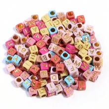 200颗/包 6mm*6mm 多色亚克力字母珠，适用于珠宝制作、家居DIY工艺品、项链和钥匙扣配件 - 彩色 - 查看 3