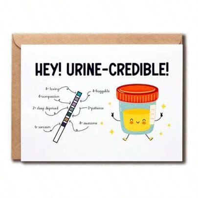 Funny Medical Greeting Card For Healthcare Workers - Cute White Urine-Credible Card - Humorous Gift Idea