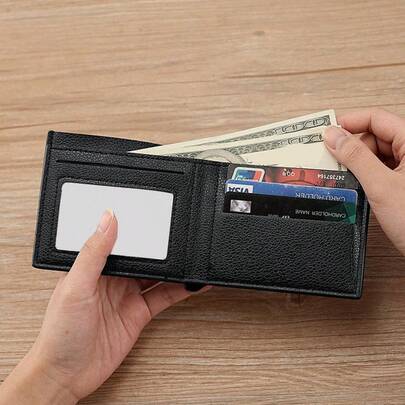 Cartera de hombre, cartera corta de piel sintética para hombre, cartera de negocios minimalista de moda, cartera multiusos para hombre, billetera de dinero, billetera mini, billetera de cuero, billetera pequeña, accesorio de viaje, billetera pequeña de verano