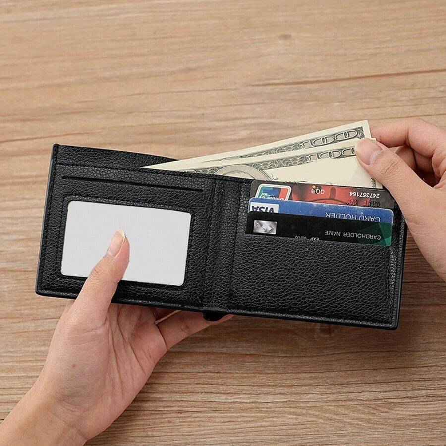 Ví nam, ví da PU ngắn cho nam, ví công sở tối giản thời trang, ví đựng nhiều thẻ. - Nhiều màu - Xem 1