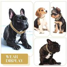 1Pc Silver Iced Out Dog Chain Collar, Bling CZ Diamond Cuban Link Dog Collar, Luxury Stainless Steel Pet Necklace For Small Medium Dogs, Fashion Puppy Accessory For French Bulldog - Silver - View 4