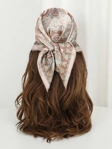 1pc New Bohemian Style Paisley Print Bandana, Women's Fashion Scarf For Sun Protection, Shawl For Daily Wear And Vacation, Spring/Summer Summer Hair Accessories Beach Hair Bands Vacay Headband - Màu be - Xem 3