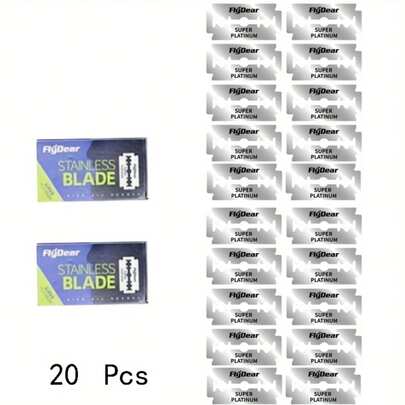 Cuchillas de acero inoxidable ultra afiladas - Diseño de doble cara, inodoro, diseñado especialmente para recortar el vello facial, adecuado para todo tipo de barbas de color claro, ajuste perfecto para maquinillas de afeitar manuales