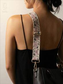 可调节宽肩带，金属配件，雏菊图案，女士手提包肩带 - 彩色 - 查看 11