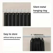 1pc Gray Oxford Cloth Crinkle Accordion Partition Curtain, Top Ring Installation, Thick And Smooth Fabric, Comes With Roller Rings, Room Divider Screen For Living Room, Study, Bedroom, Foldable Privacy Curtain, High-Temperature Setting Decorative Curtain - Charcoal Gray - View 6