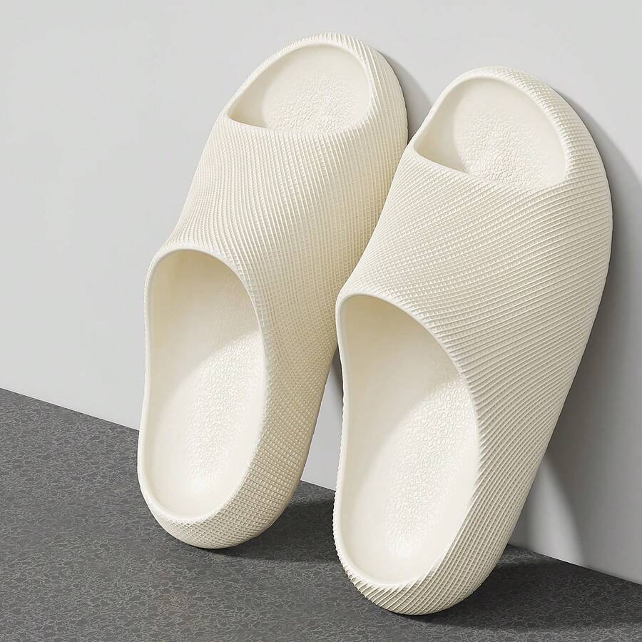 Dép lê đế dày, họa tiết sọc dọc, kiểu dáng tối giản, chống trơn trượt, thích hợp cho cả nam và nữ, dành cho mùa xuân/hè 2026. - Màu Khaki - Xem 1