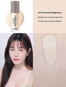 NOVO Luminous Cream Foundation, Oil Control Waterproof Concealer Long-Lasting Makeup, Suitable For Any Makeup Look, Perfect Makeup Effect, Ideal For Commuting And Travel - 01# Porcelain Gloss - View 12