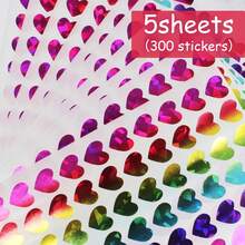 300pcs Of Holographic Heart Stickers In 5 Sheets, Featuring Glittery Small Hearts That Are Self-Adhesive. Perfect For Valentine'S Day Decorations, Reward Charts, Scrapbooking Projects, And Planners - Multicolor - View 6