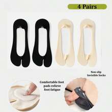 1/4 Pairs Women's Toe Separator Socks, Ladies' Ultra-Thin Loafer Socks, Non-Slip Low Vamp Invisible Socks, Cushioned Fatigue Relief Socks, Suitable For High Heels, Toe Socks - Multicolor - View 20