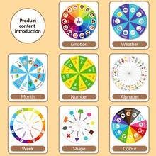 hoojojo 8 Themes (Color, Emotion, Number, Shape, Weather, Month, Day Of The Week) Early Learning Rotating Wheel - Educational Tool Suitable For Classroom Games And Home Activities - Multicolor - View 4
