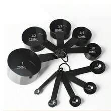 JOGO DE MEDIDOR PLASTICO - 10 PCS COLHER/XICARA Ke Home - Preto - Visão 2