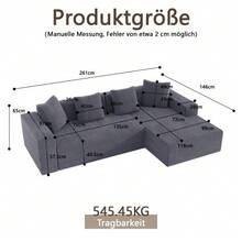 Fully Compressed Boneless Sofa, Cloud Combination Sofa With L-Shaped Chaise Lounges, Modern Modular Sofa With Deep Seats, Upholstered Sofa For Living Room And Bedroom - Dark Grey - View 4