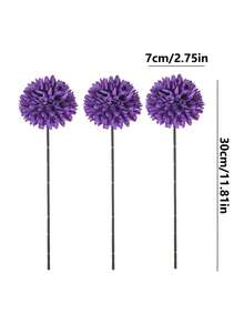 8/16 piezas de crisantemo, diente de león e hortensias artificiales, adecuado como regalo para amigos, novias, decoración de bodas, hogar, oficina, cafetería, fiesta - Morado - Ver 2