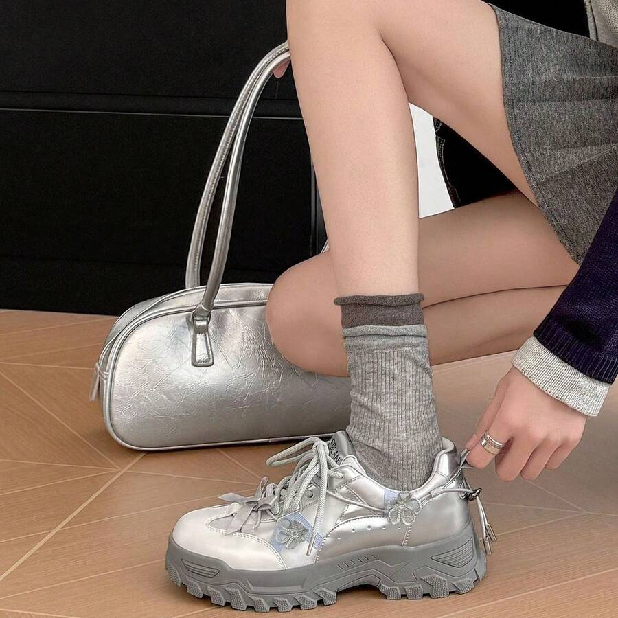Women Casual Shoes - 銀色 - 查看 1