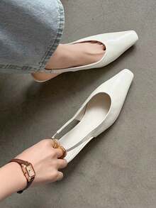 2025 Spring French Elegant Lady Style Low Heel Closed Toe Sandals For Women - White - View 4
