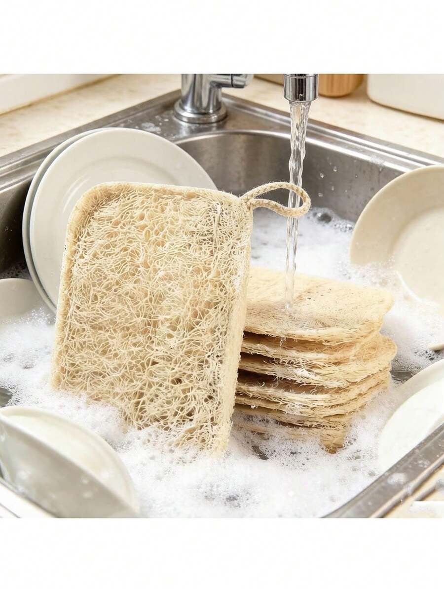 Estropajo de luffa natural, desengrasante eficaz, cepillo de limpieza saludable y de cocina, sin rayar, almohadilla de limpieza de cocina reutilizable - multicolor - Ver 1