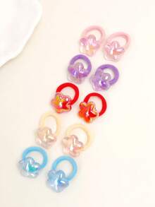 10pcs Cute Star & Moon Hair Scrunchies, Girls Hair Accessories, Shiny Elastic Hair Ties, Sweet Ponytail Holders - Multicolor - View 4