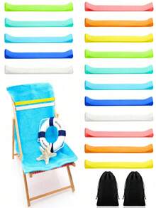 1pc Random Color High Elastic Silicone Strap, Reusable Towel Fixing Strap Suitable For Beach Chairs, Multi-Color Silicone Binding Strap For Book Organization And Daily Storage - Multicolor - View 6