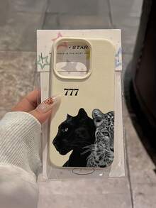 1 件装黑白豹纹极简个性化 TPU 防震全包手机壳，兼容 Apple 17、16、15、14、13、12、11 Pro Max、Air 和 Series 机型 - 彩色 - 查看 2