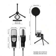 USB Condenser Cardioid Microphone With Custom RGB Light, AI Noise Reduction 48kHz/24bit Hi-Fi Sound Real-Time Monitor Plug And Play, Streaming Podcast Gaming ASMR Recording Mic For Laptop Desktop Computer - Black - View 12