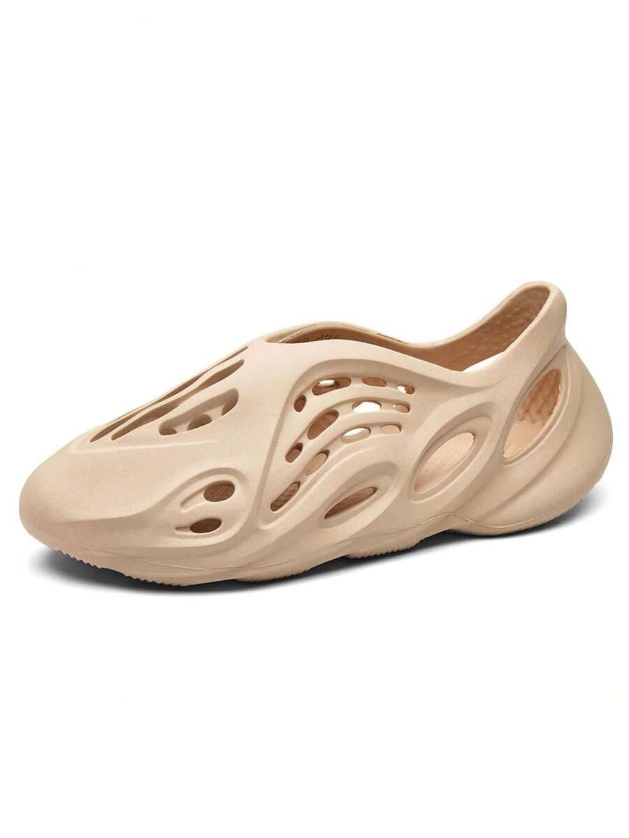 Unisex Foam Runner Shoes Casual Walking Shoes Hollow Sports Shoes Breathable Water Shoes Slip-On Beach EVa Sandals For Women Men - Màu be - Xem 1