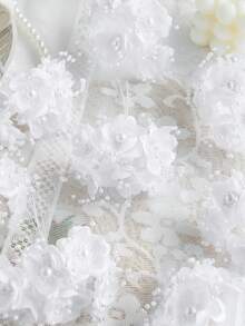 1 Bundle (6 Heads) Faux Pearl Plum Blossom Bridal Flowers MINI Branch Leaf Letter, Bouquet DIY, Wreath Material, Candy Box Accessories, Home Wedding Decoration, Bride Wrist Flower, Chest Flower, Headflower Material, Valentine's Day Gift, New Year Decoration, Birthday Party Cake Accessories Fake Plants Room Decor Garden Centerpieces - White - View 3