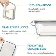 2pcs/4pcs Glass Storage Containers With Lids, Meal Prep Food Container Set, Quick-Lock Seal Lids, Suitable For Baking, Microwave, Oven, Leak-Proof, Fridge And Dishwasher - View 4