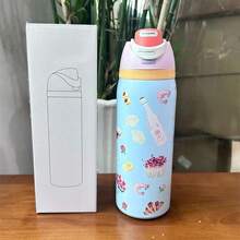 OWALA 这款32盎司印花保温水瓶，采用鲜艳的花卉和卡通图案设计。便携式提手可轻松放入车载杯架，32盎司的容量满足您全天的补水需求。这款时尚实用的饮水伴侣是通勤、办公、户外露营和公路旅行的理想之选。 - 彩色 - 查看 4