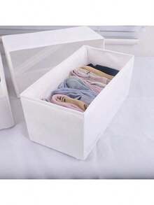 1/3/6pcs Foldable Storage Boxes For Clothes Pants Socks Underwear Cosmetics Accessories Bedroom Closet Organizer Container Set Fabric Cube Bins Stackable Drawer Dividers Home Organization Solutions - White - View 13