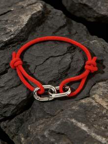 1条男士简约互扣编织绳手链，休闲尼龙绳手链，带互扣扣，防水耐用腕带，适合日常佩戴和送礼。 - 扣鎖手鍊 - 查看 2