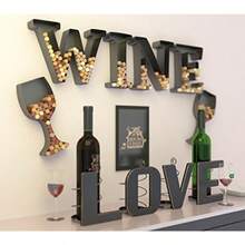 HouseVines Wine Bottle Holder Decorative Love Letters Wine Bottle Organizers for 4 Bottles - Marrn - Ver 4